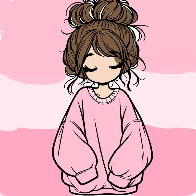 girl with baggy sweatshirt and messy bun