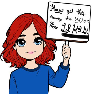 realistic girl holding up a sign