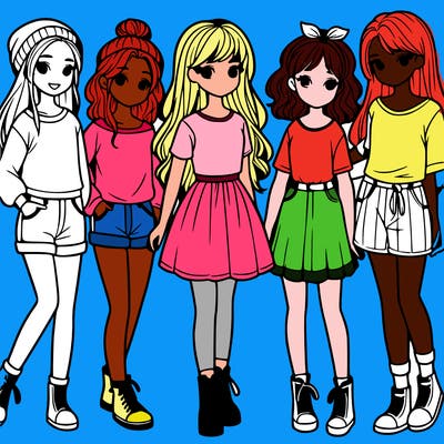 a group of five girls