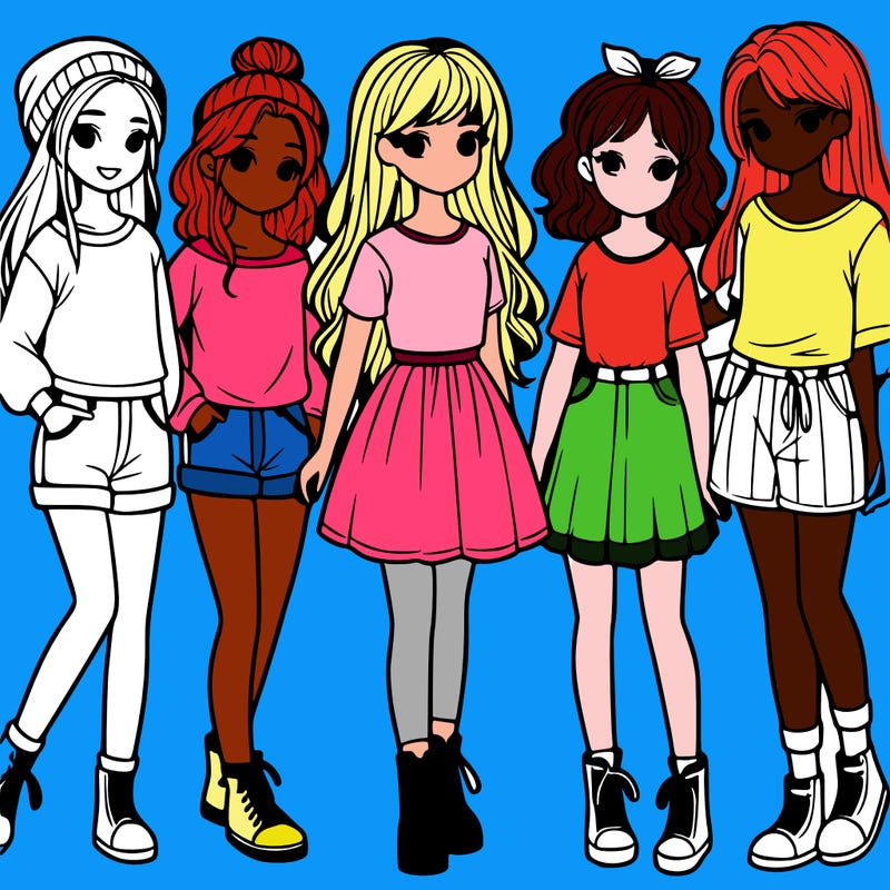 a group of five girls