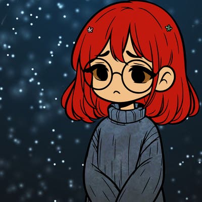 sad girl with glasses in a sweater