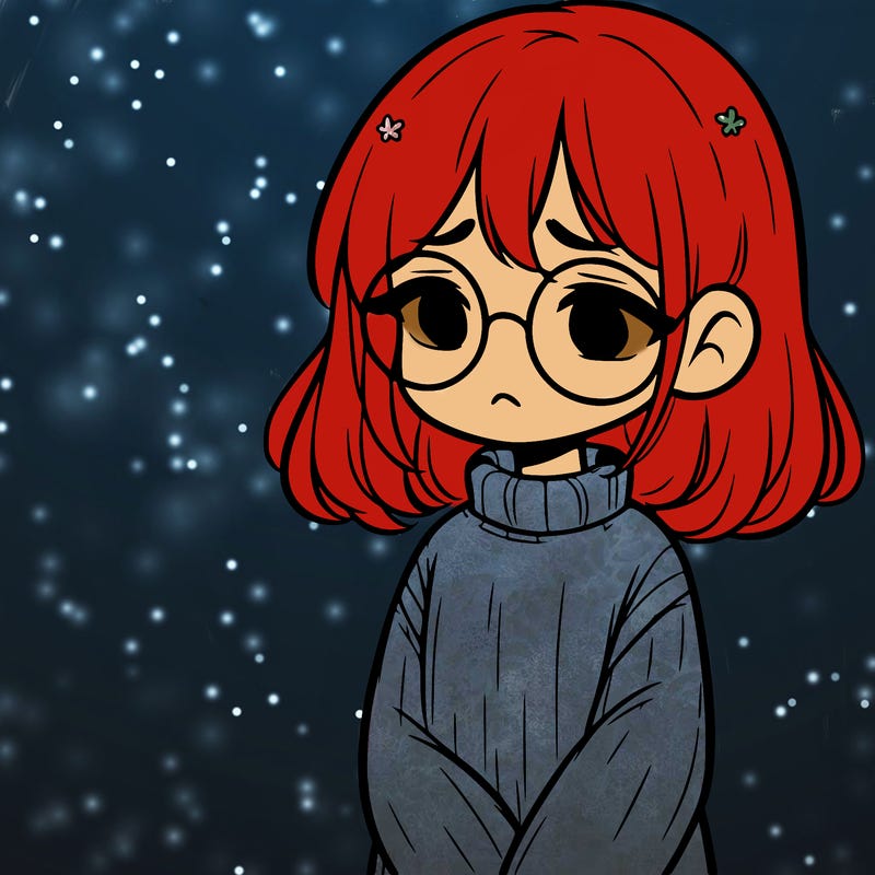 sad girl with glasses in a sweater