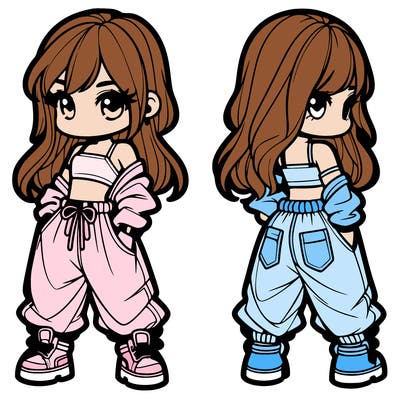 girl in crop top and baggy pants