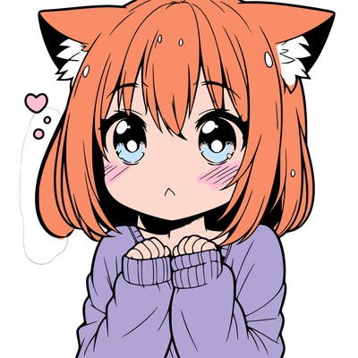 shy anime catgirl