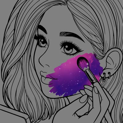 a realistic girl doing her makeup