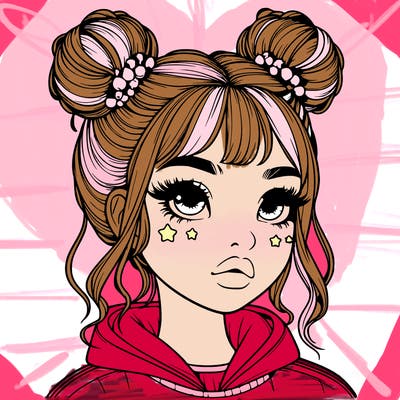 realistic girl with space buns