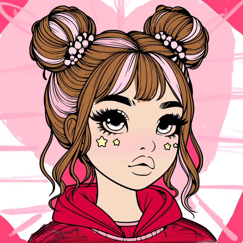 realistic girl with space buns