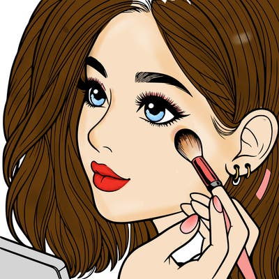 a realistic girl doing her makeup