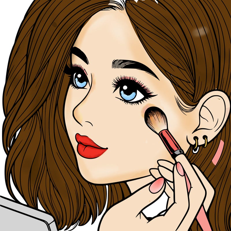 a realistic girl doing her makeup