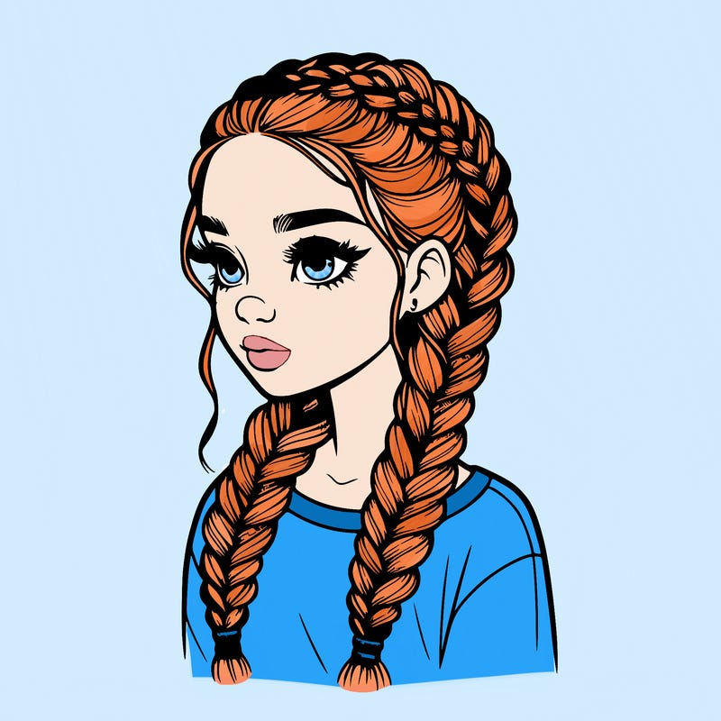 realistic girl with braids