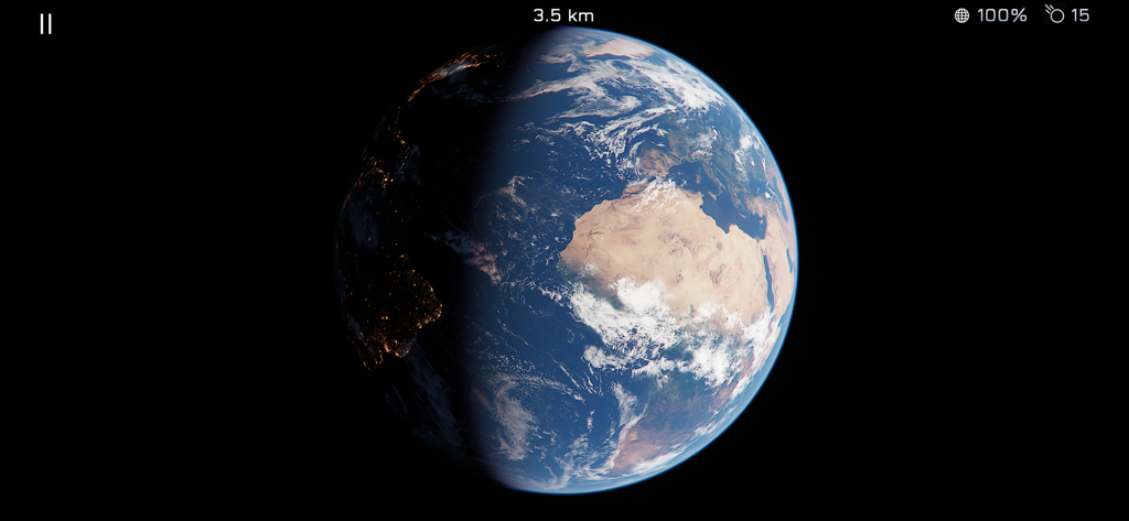 Realistic 3D model of Earth in space showing day and night cycles with high resolution textures