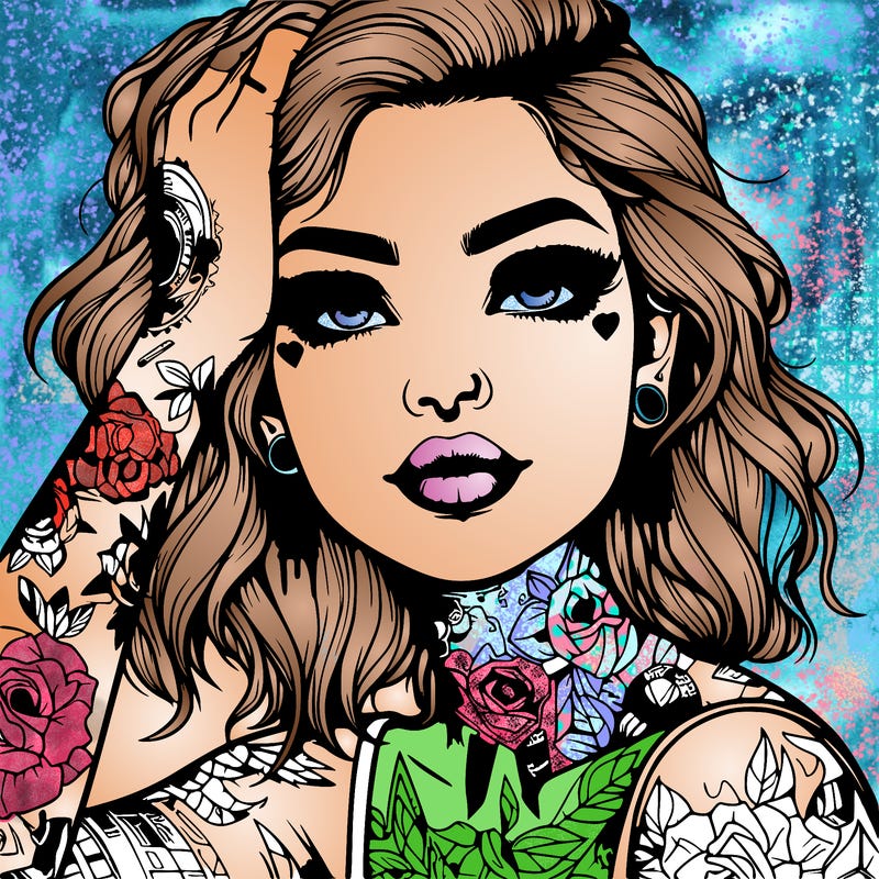 realistic girl with tattoos all over