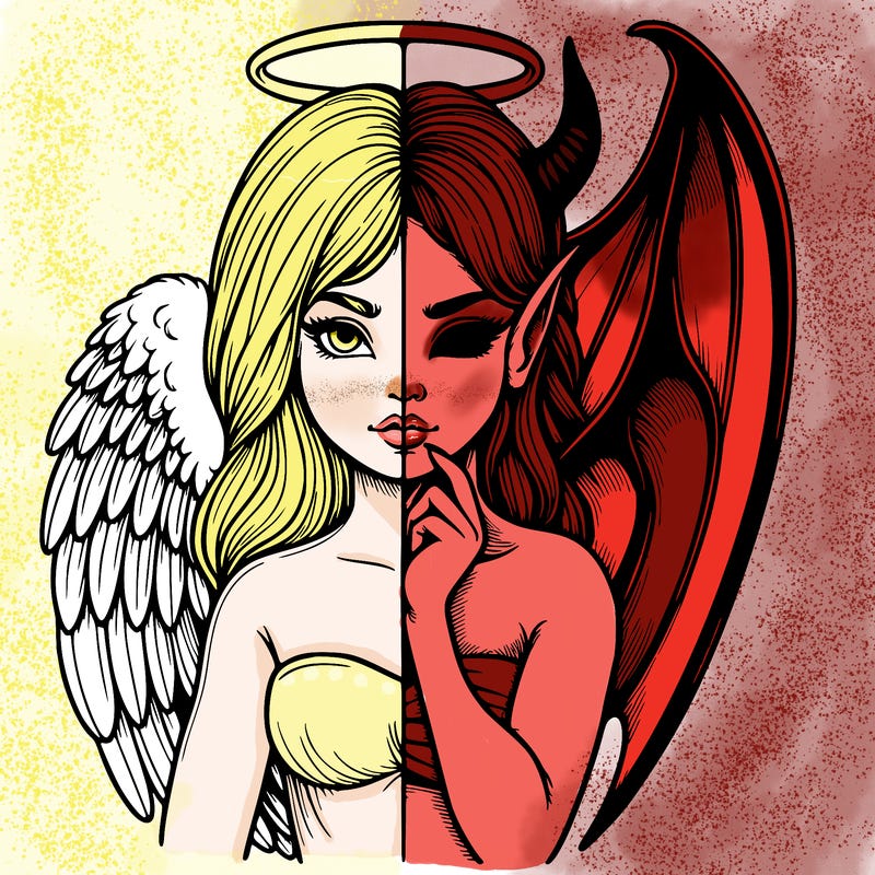 realistic angel half demon