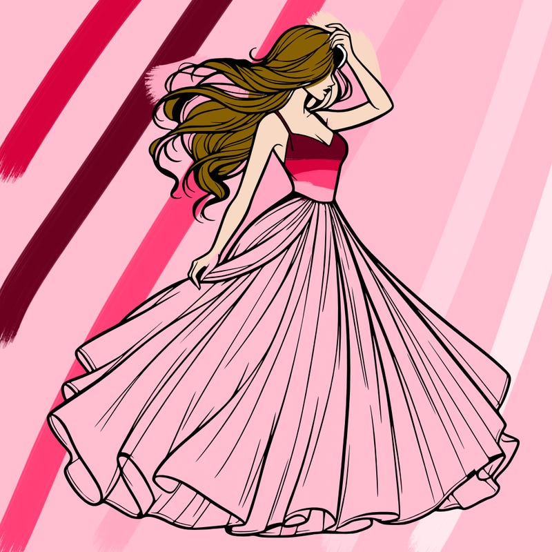 realistic woman with dress flowing in the wind