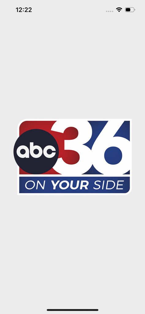 ABC36 - Pantalla de presentación de la aplicación de noticias ABC36 con el logo y el lema On Your Side