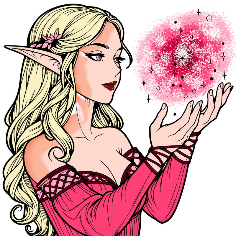 realistic elf girl doing magic