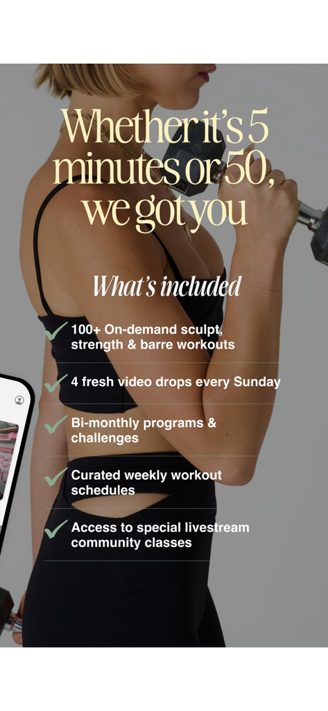 GGStudio - List of GGStudio app features including sculpt, pilates and barre workouts