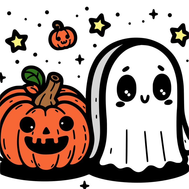 cute pumpkin and ghost