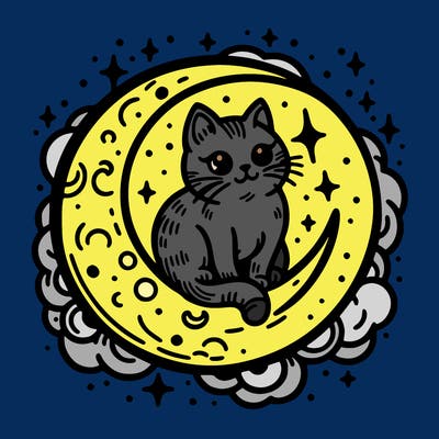 cat on the moon tattoo