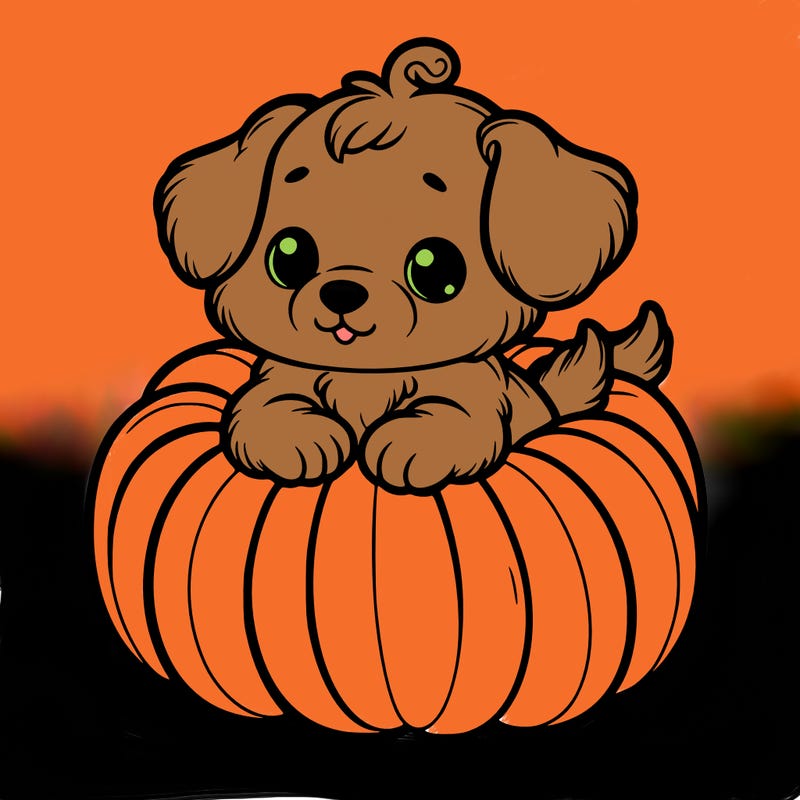 cute little puppy in a pumpkin