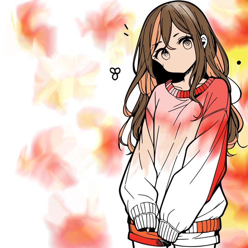 manga teen girl  in a sweater and baggy pants