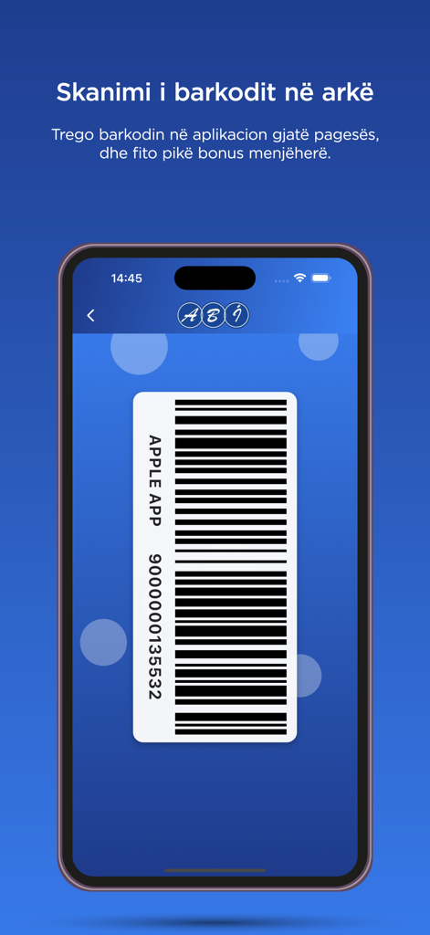 ABI Bonus - ABI Bonus mobile app screen showing a digital barcode to be scanned at the checkout to earn loyalty points