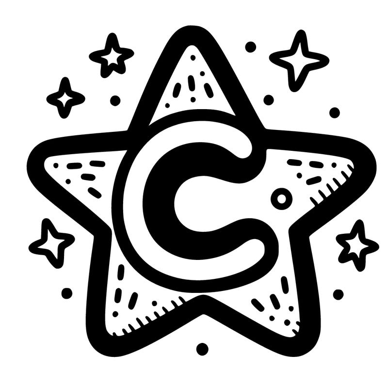 a star with a "c" on it