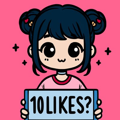 cute girl that is holding a sign that says 10 likes?