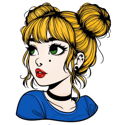 realistic girl with spacebuns
