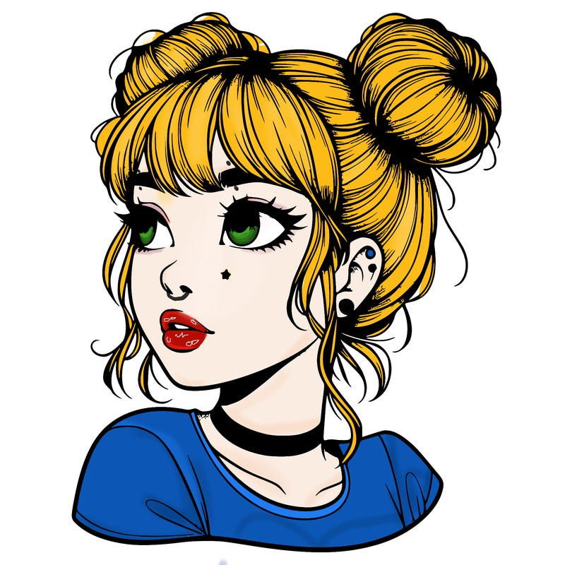 realistic girl with spacebuns