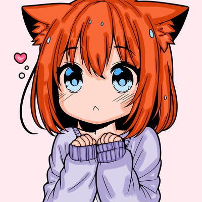 shy anime catgirl