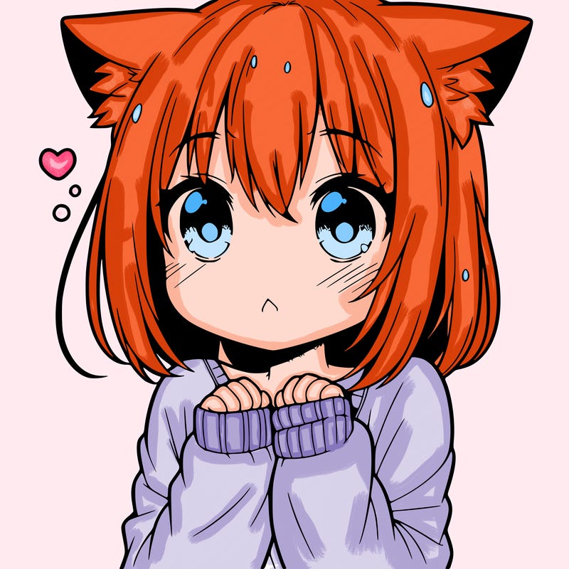 shy anime catgirl