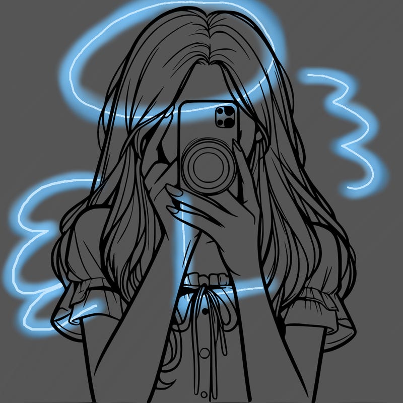 a realistic girl holding her phone taking pictures