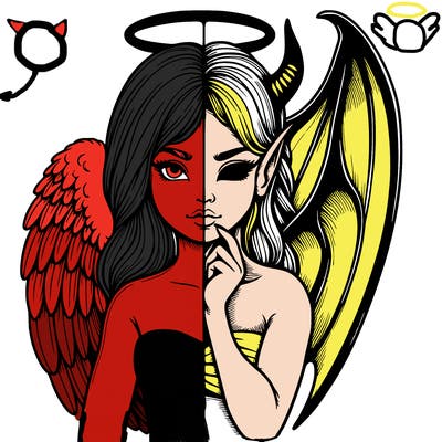 realistic angel half demon