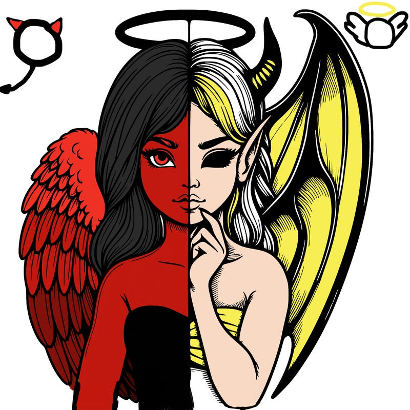 realistic angel half demon