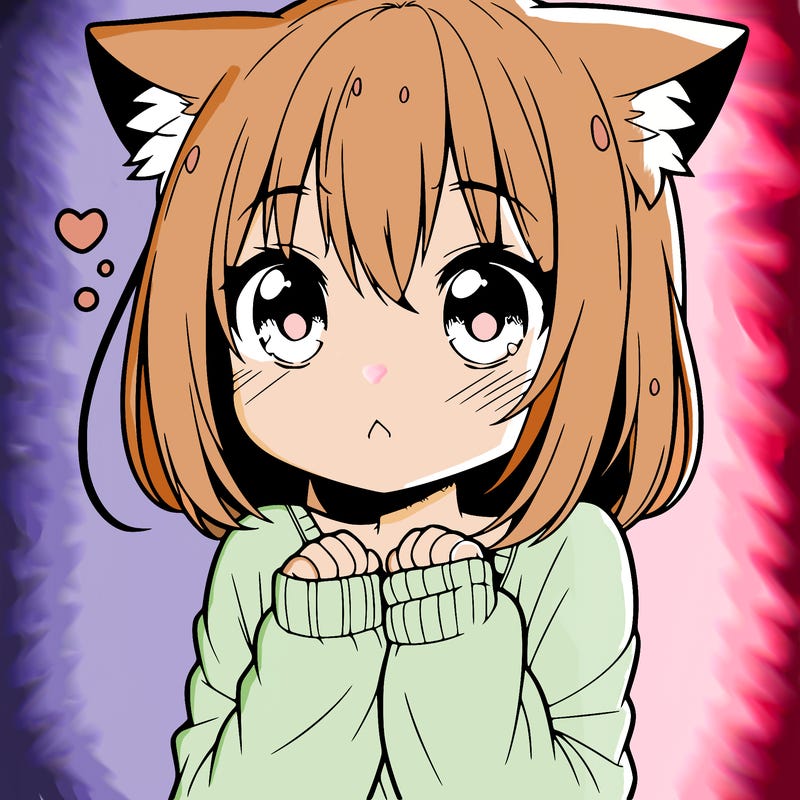 shy anime catgirl