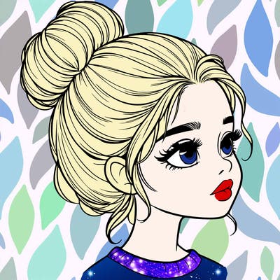 realistic girl with bun