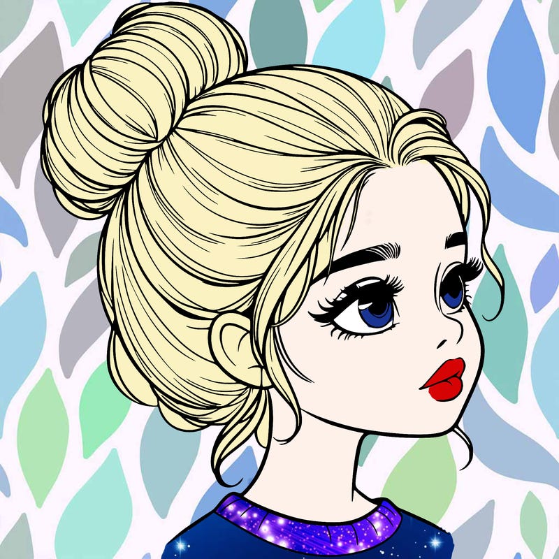realistic girl with bun
