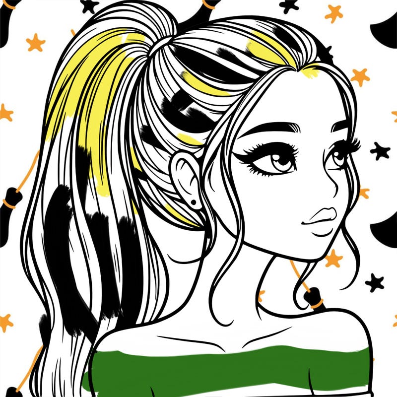 a beautiful and realistic girl with a high pony tail