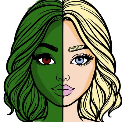 realistic girl split half