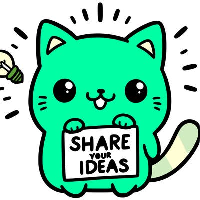 a cute cat saying share your ideas