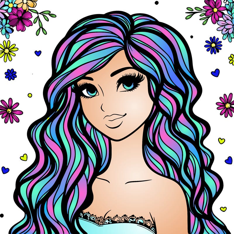 pretty woman with long wavy hair