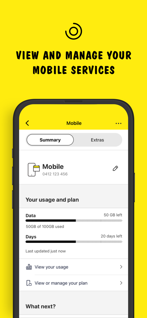 JB Hi-Fi Mobile - JB Hi-Fi Mobile app dashboard showing data usage and mobile plan details