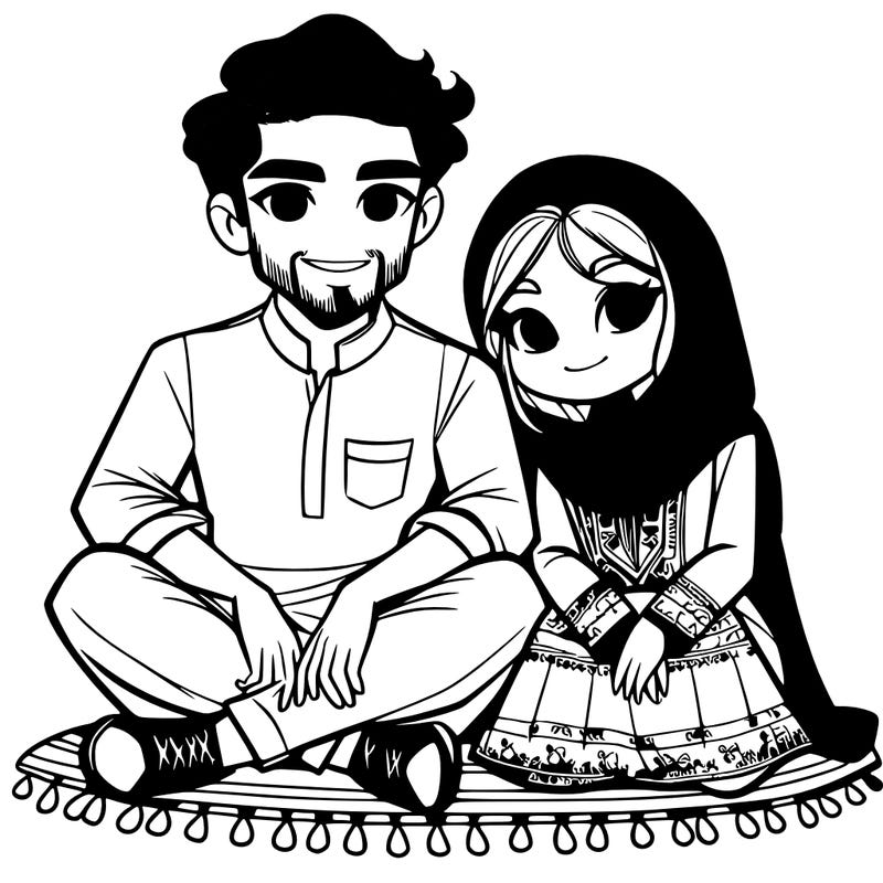 cute couple handsome guy goth girl sitting together