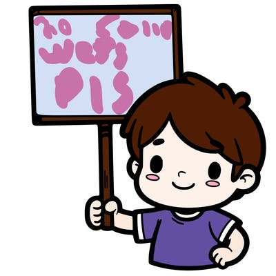 boy holding a sign