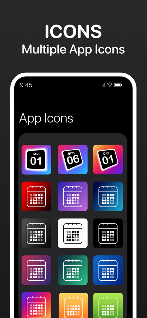 Calendar Widget - Date Widgets - A selection of colorful and aesthetic calendar app icon designs for home screen customization