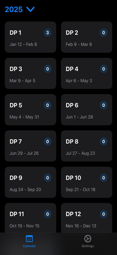 BeatKeeper Pro - BeatKeeper Pro app interface showing a list of deployment periods for law enforcement scheduling
