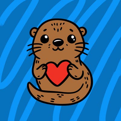 otter with a heart