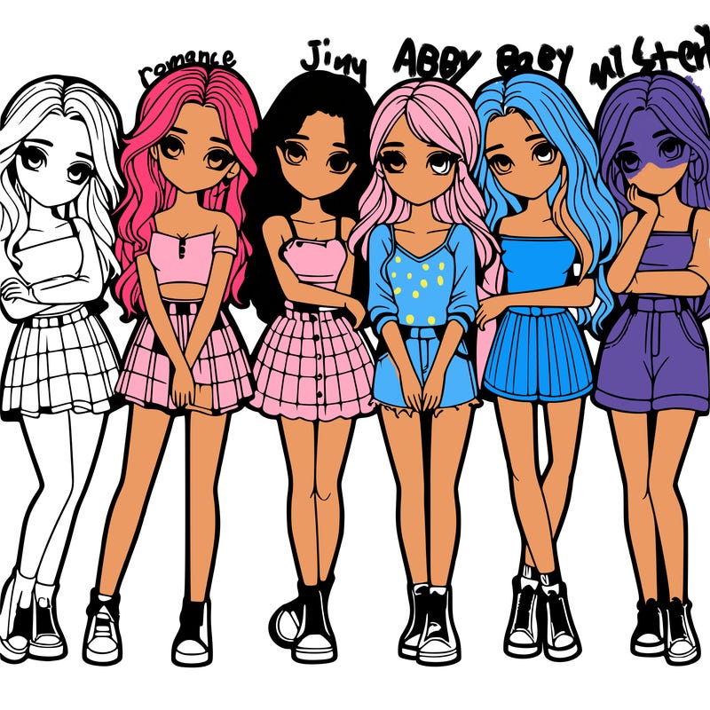 a group of girls realistic