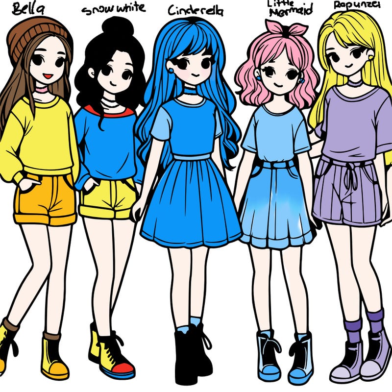 a group of five girls